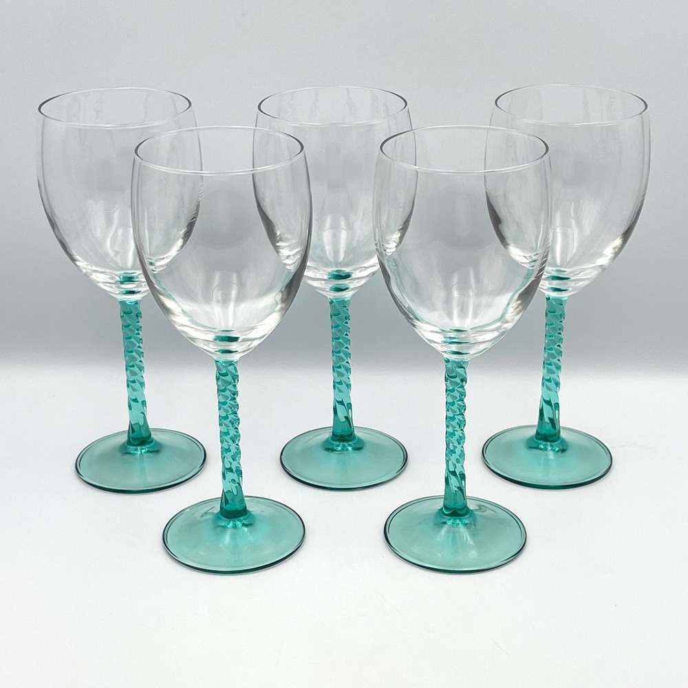 Vintage Cristal D'Arques Angelique Aqua Water Goblets 7.75" Set of 6 France